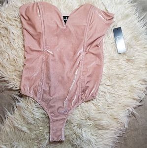 Lulu's Luxiourious Life Pink Velvet Bodysuit